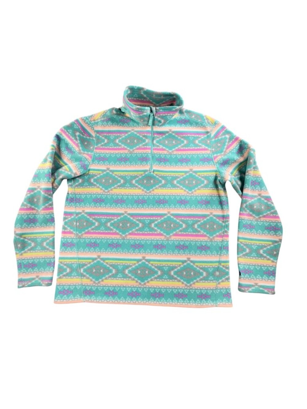 Chubbies Jacket Mens Medium Green Fleece 1/4 Zip Southwestern Geometric Abstract